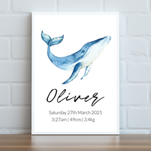 Load image into Gallery viewer, Whale Personalised Print