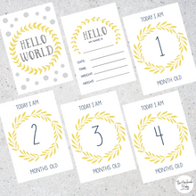 Load image into Gallery viewer, Yellow and Grey Baby Milestone Cards