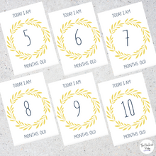 Load image into Gallery viewer, Yellow and Grey Baby Milestone Cards