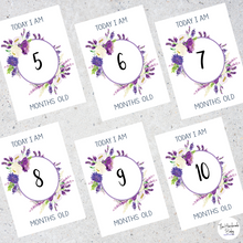 Load image into Gallery viewer, Purple Floral Baby Milestone Cards