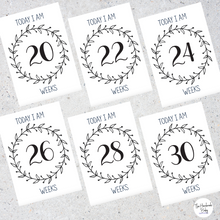 Load image into Gallery viewer, Black and White Pregnancy Milestone Cards