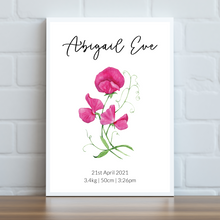 Load image into Gallery viewer, Birth Month Flower Personalised Print