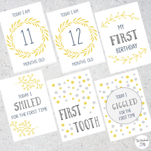 Load image into Gallery viewer, Yellow and Grey Baby Milestone Cards