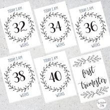 Load image into Gallery viewer, Black and White Pregnancy Milestone Cards