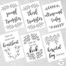 Load image into Gallery viewer, Black and White Pregnancy Milestone Cards