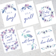 Load image into Gallery viewer, Purple Floral Pregnancy Milestone Cards