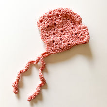 Load image into Gallery viewer, Newborn Bonnet - Apricot Style - Antique Rose