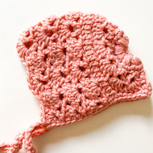 Load image into Gallery viewer, Newborn Bonnet - Apricot Style - Antique Rose
