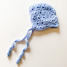 Load image into Gallery viewer, Newborn Bonnet - Apricot Style - Baby Blue