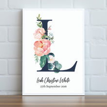 Load image into Gallery viewer, Floral Letter Personalised Print