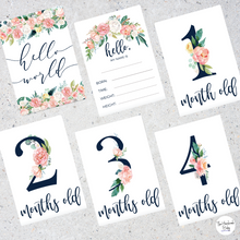 Load image into Gallery viewer, Pink Floral Baby Milestone Cards