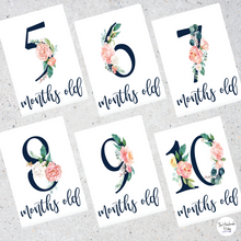 Load image into Gallery viewer, Pink Floral Baby Milestone Cards