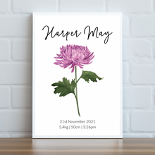 Load image into Gallery viewer, Birth Month Flower Personalised Print