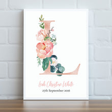 Load image into Gallery viewer, Floral Letter Personalised Print