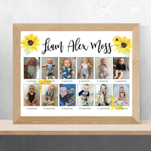 Load image into Gallery viewer, Baby's First Year Photo Collage - Sunflower