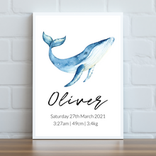 Load image into Gallery viewer, Whale Personalised Print
