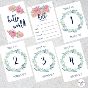 Floral Woodland Baby Milestone Cards