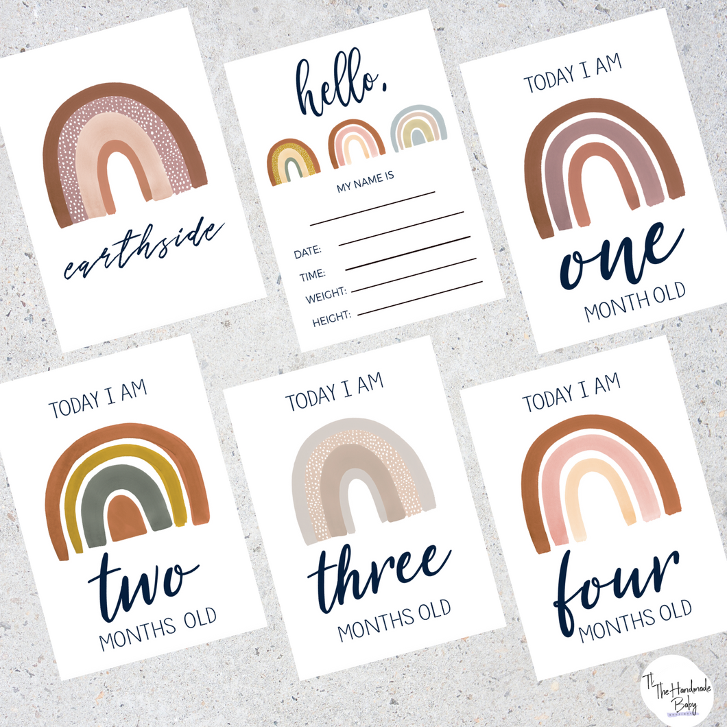 Boho Rainbow Baby Milestone Cards