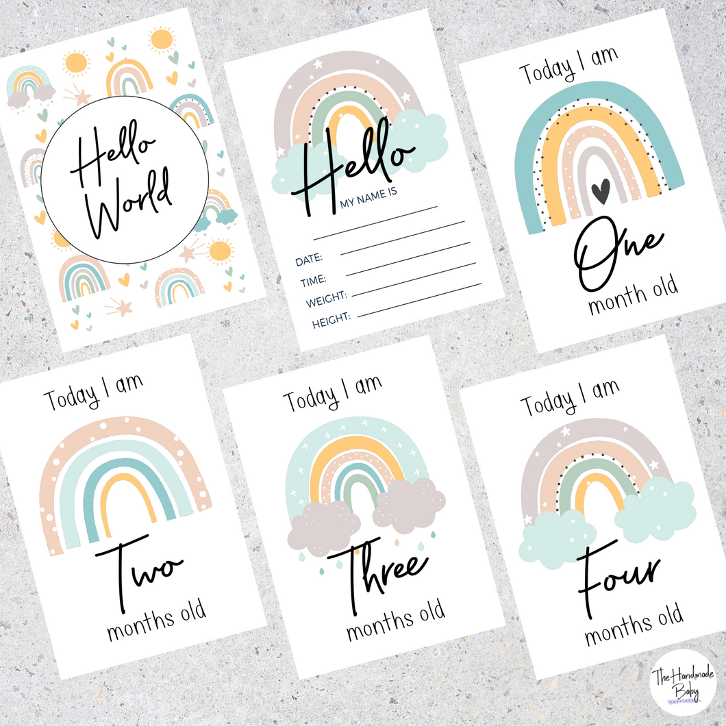 Sweet Rainbow Baby Milestone Cards