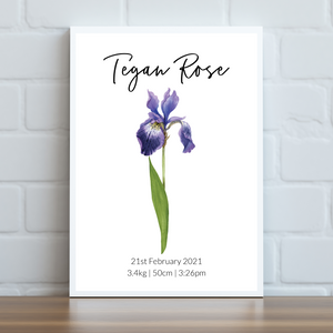 Birth Month Flower Personalised Print