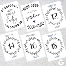 Load image into Gallery viewer, Black and White Pregnancy Milestone Cards
