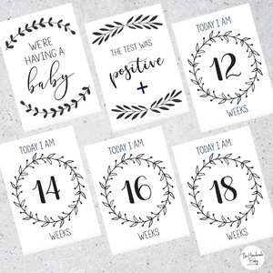 Black and White Pregnancy Milestone Cards