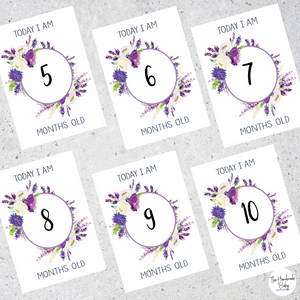 Purple Floral Baby Milestone Cards