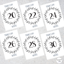 Load image into Gallery viewer, Black and White Pregnancy Milestone Cards
