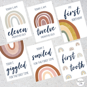 Boho Rainbow Baby Milestone Cards