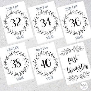 Black and White Pregnancy Milestone Cards