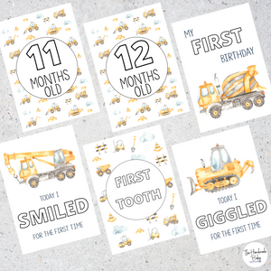 Construction Baby Milestone Cards
