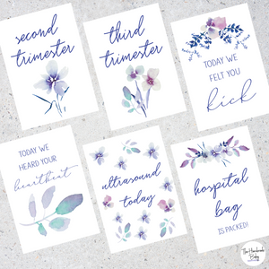 Purple Floral Pregnancy Milestone Cards