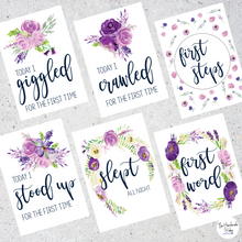 Load image into Gallery viewer, Purple Floral Baby Milestone Cards

