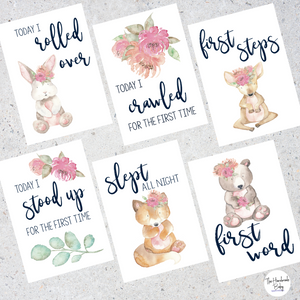 Floral Woodland Baby Milestone Cards