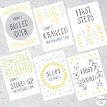 Load image into Gallery viewer, Yellow and Grey Baby Milestone Cards
