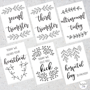 Black and White Pregnancy Milestone Cards