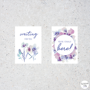 Purple Floral Pregnancy Milestone Cards