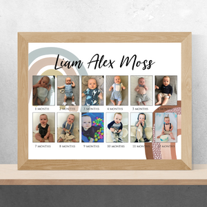 Baby's First Year Photo Collage - Boho Rainbow