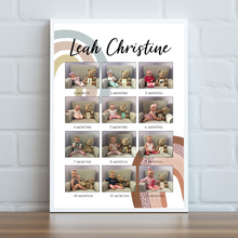 Load image into Gallery viewer, Baby&#39;s First Year Photo Collage - Boho Rainbow
