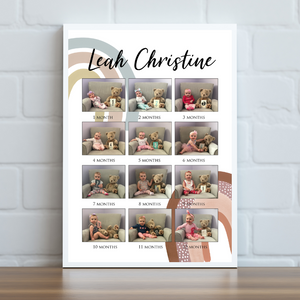 Baby's First Year Photo Collage - Boho Rainbow
