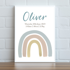 Boho Rainbow Personalised Print