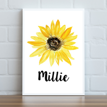 Load image into Gallery viewer, Single Sunflower Personalised Print
