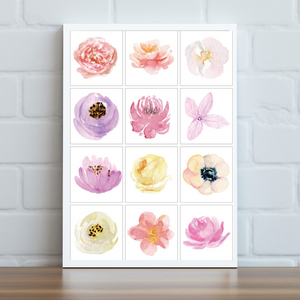 Watercolour Floral Collage Print
