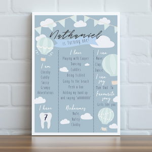 Hot Air Balloon Milestone Board