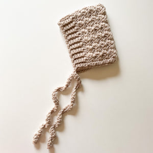Newborn Bonnet - Bell Style - Stone