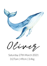 Load image into Gallery viewer, Whale Personalised Print
