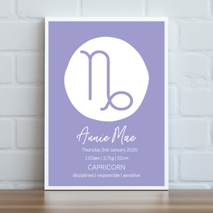 Zodiac Symbols - Personalised Print