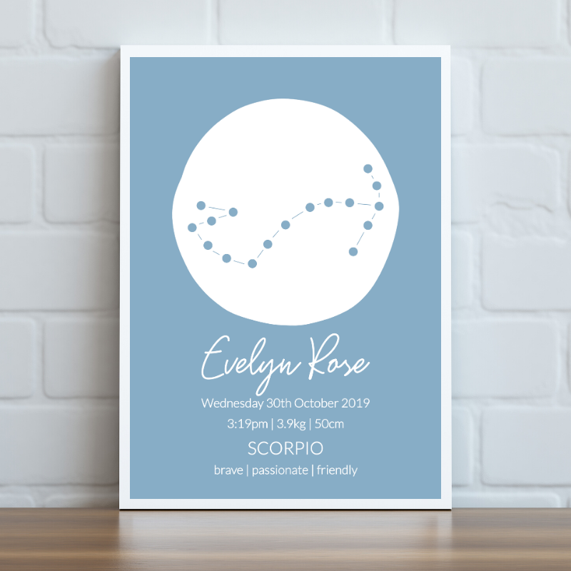 Zodiac Chart Constellations - Personalised Print