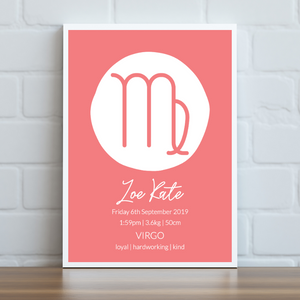 Zodiac Symbols - Personalised Print