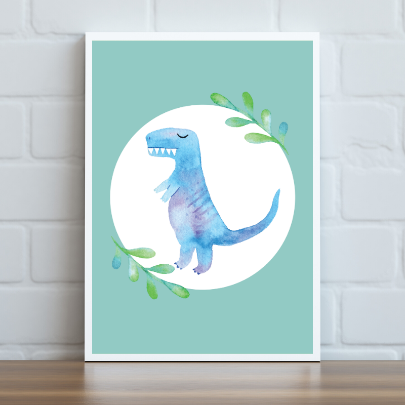 Blue Dinosaur Print